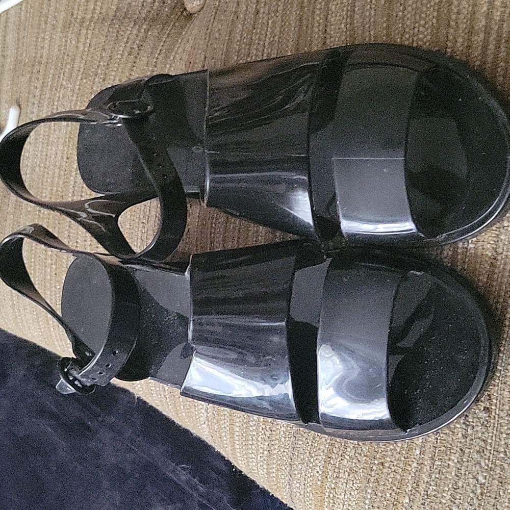 Black Patent Leather Sandals.